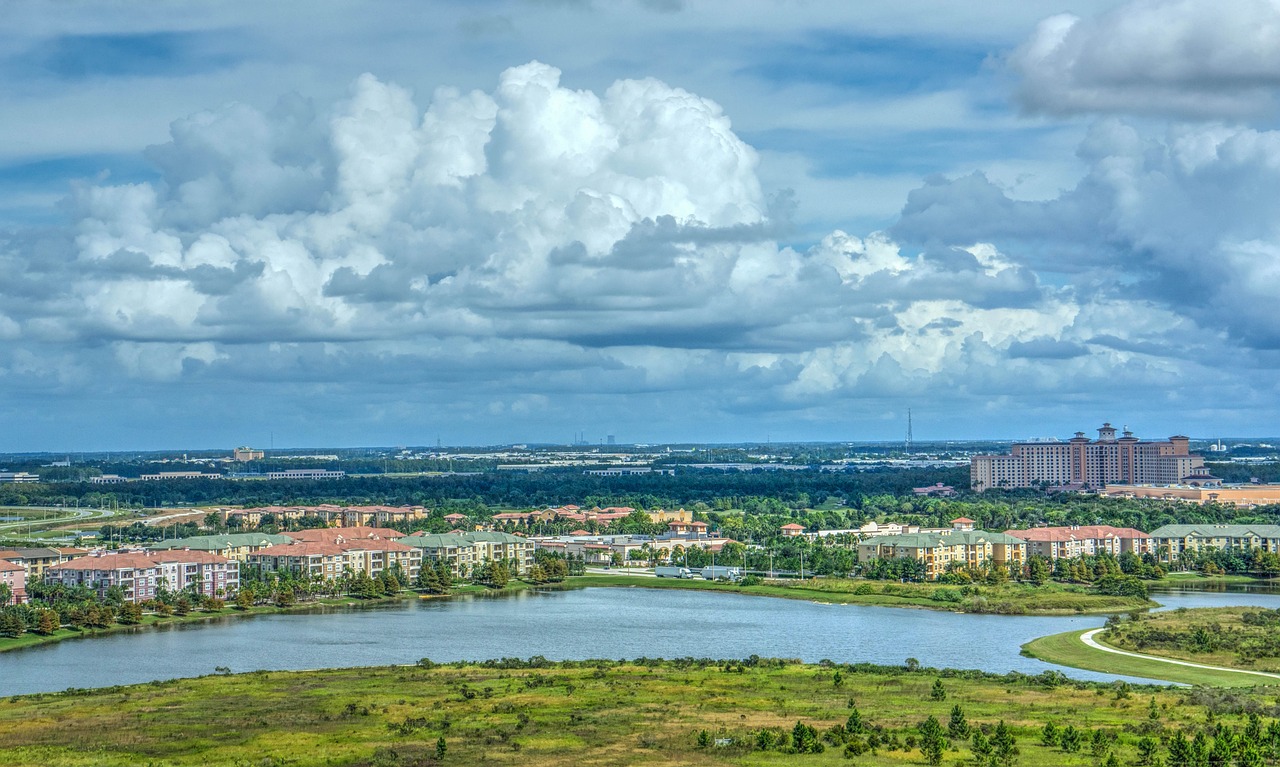 A picture of the city of Sarasota from a hillside.